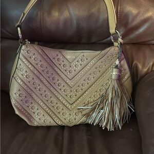 Calvin Klein Tan Embellished Shoulder Bag